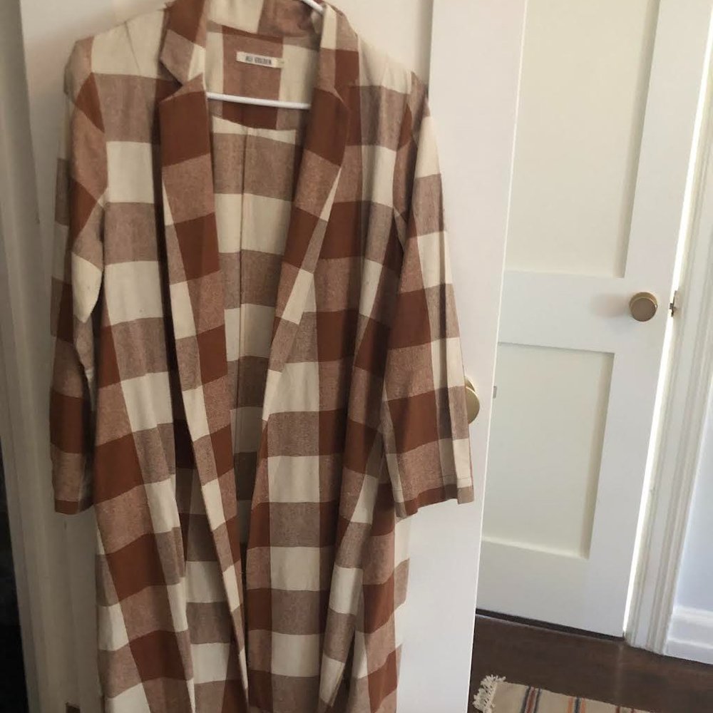 Ali Golden Plaid Duster Coat
